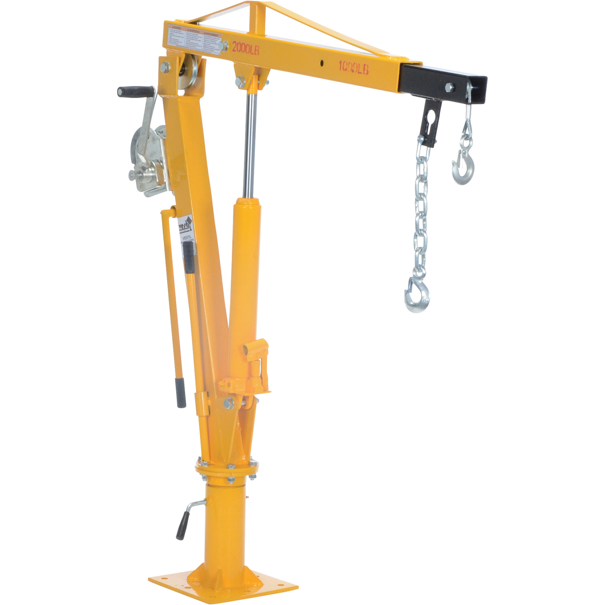 Vestil Winch-Operated Truck Jib Crane - 2000-Lb. Capacity, 77.5in. to 86.5in. Lift, Model# WTJ-4